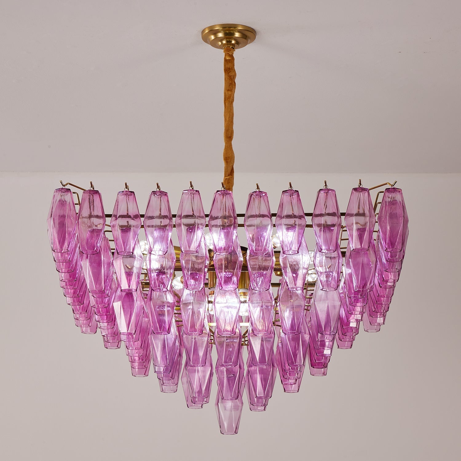 Aurora Chandelier Fuchsia Prism Inverted Pyramid-Neutral Decor