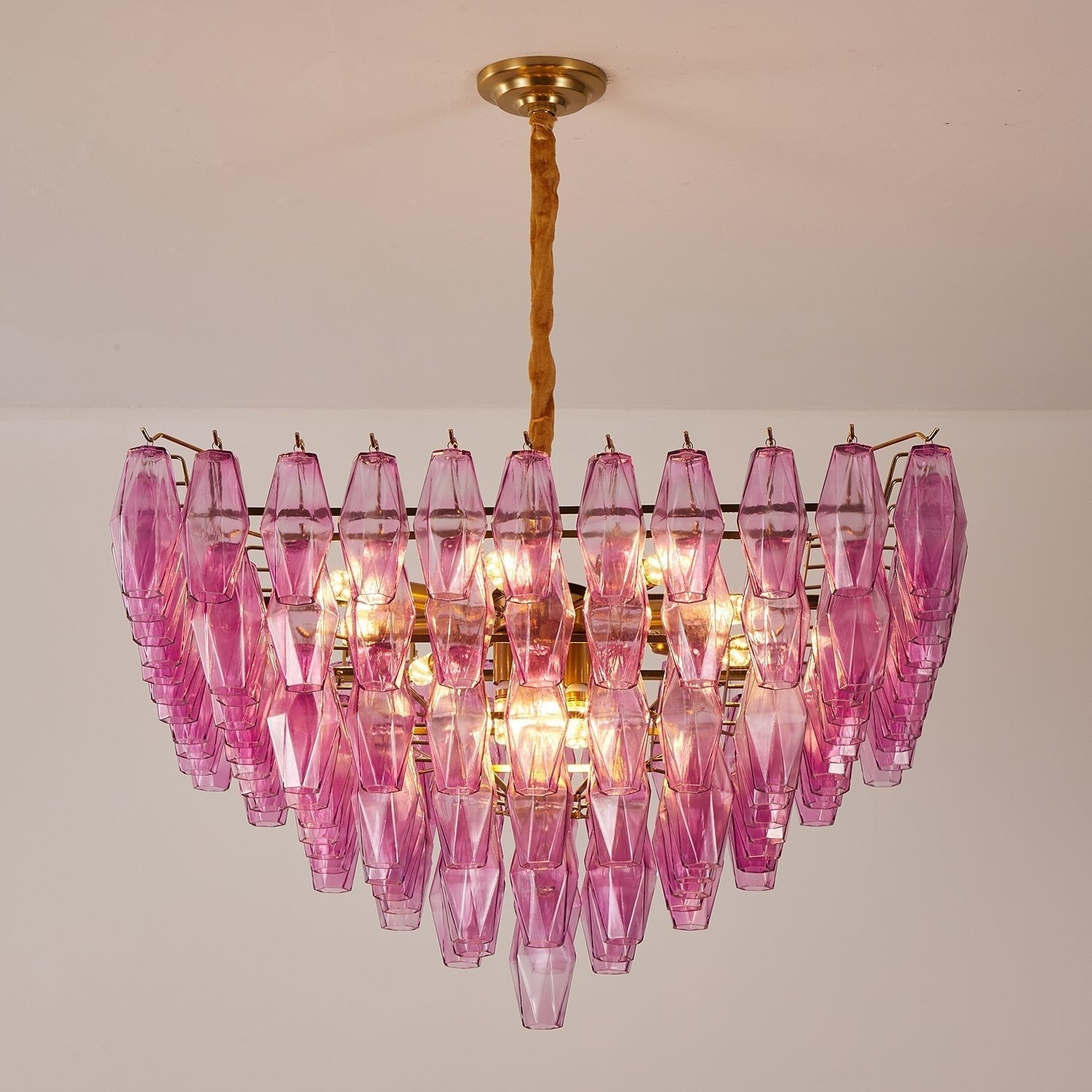 Aurora Chandelier Fuchsia Prism Inverted Pyramid-Neutral Decor