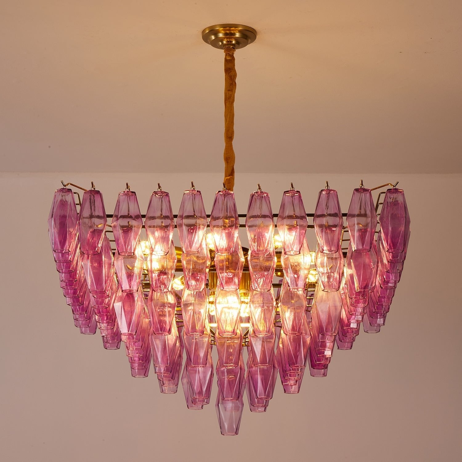 Aurora Chandelier Fuchsia Prism Inverted Pyramid-Neutral Decor