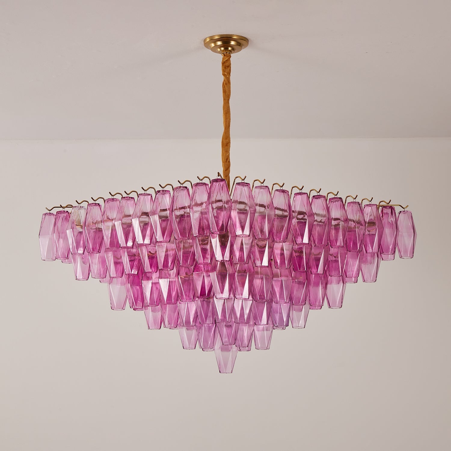 Aurora Chandelier Fuchsia Prism Inverted Pyramid-Neutral Decor