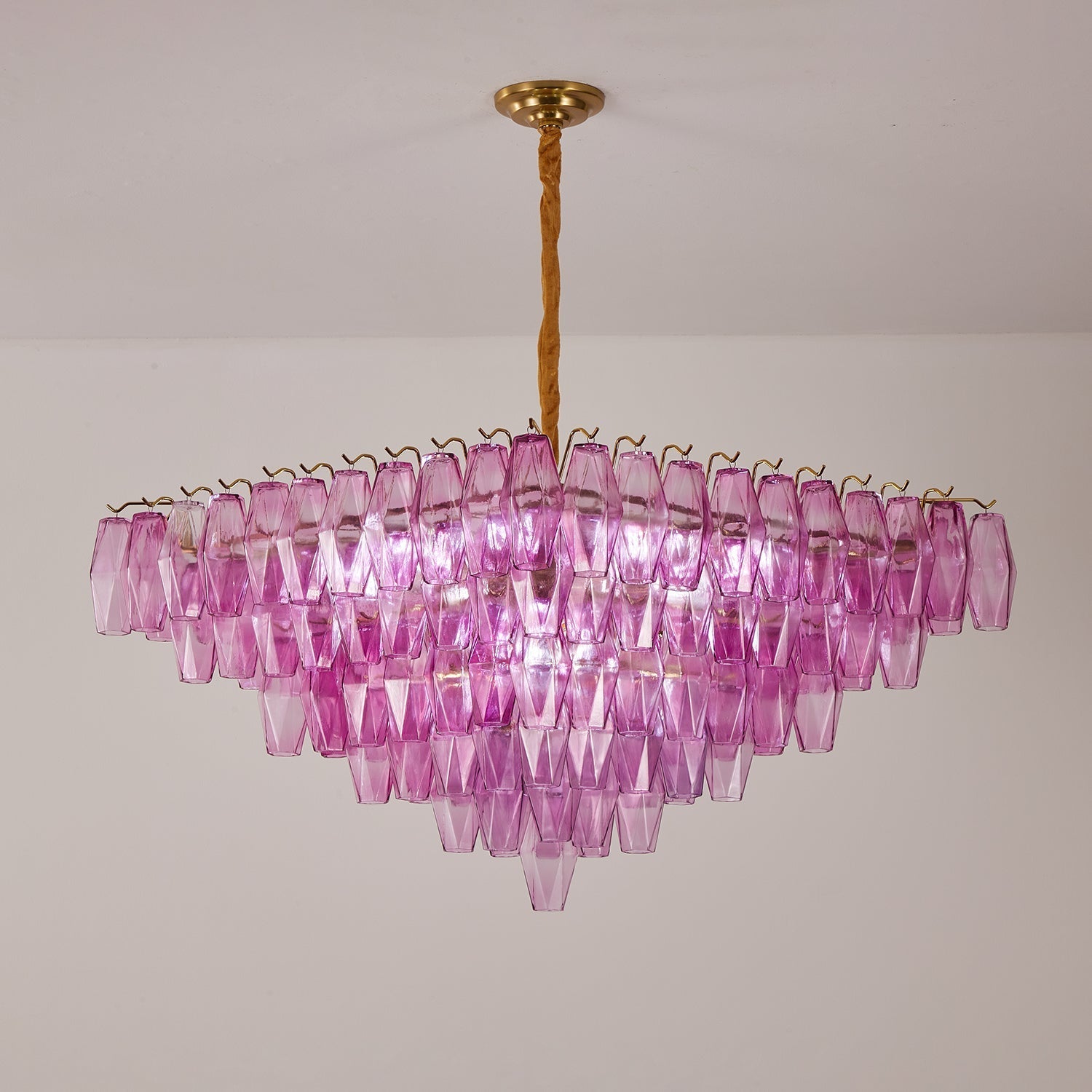Aurora Chandelier Fuchsia Prism Inverted Pyramid-Neutral Decor