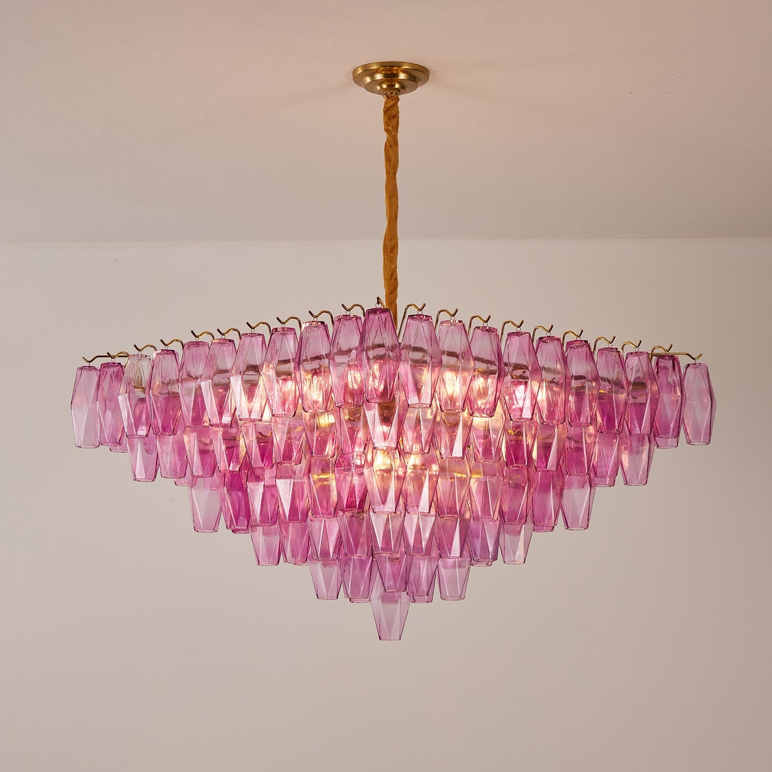 Aurora Chandelier Fuchsia Prism Inverted Pyramid-Neutral Decor