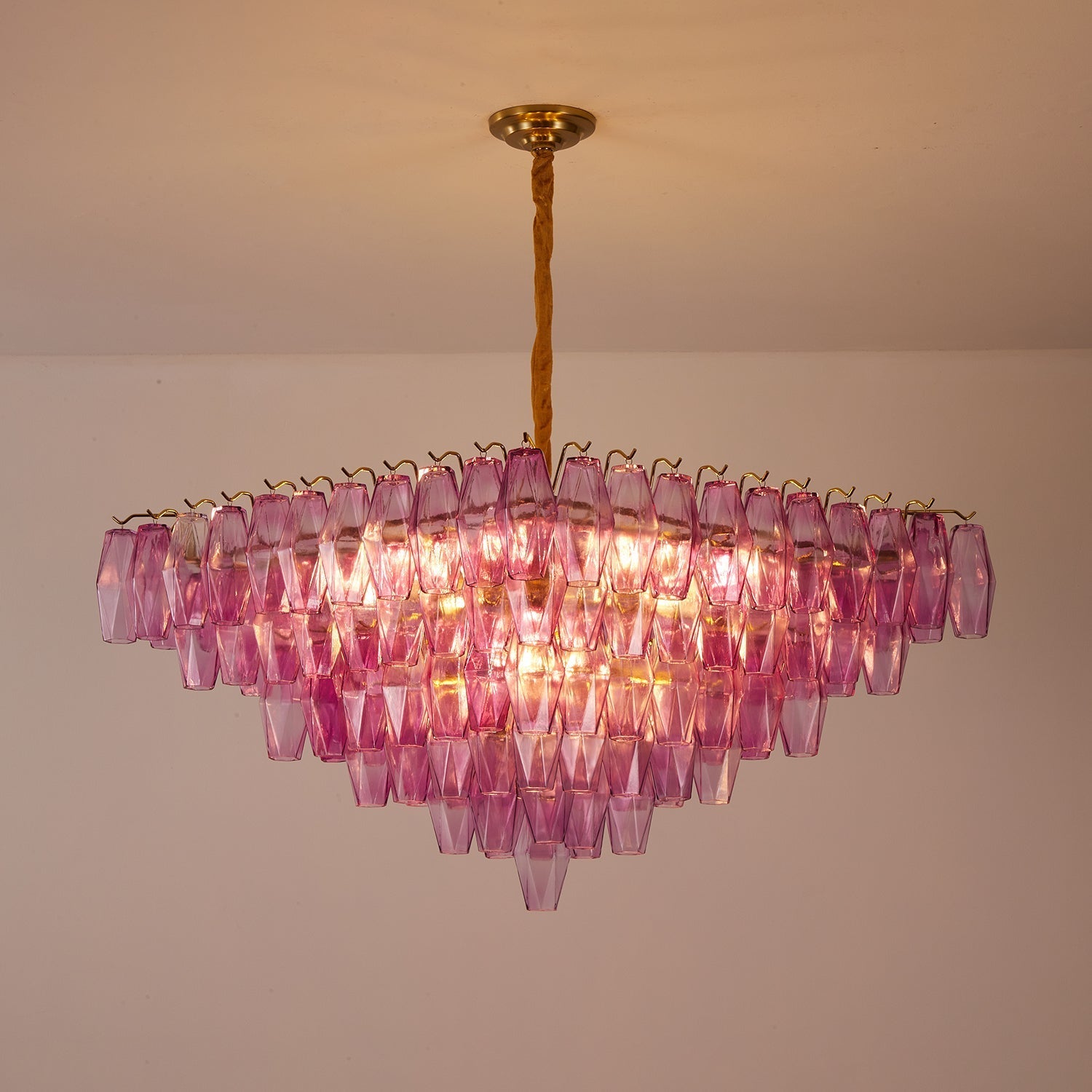 Aurora Chandelier Fuchsia Prism Inverted Pyramid-Neutral Decor