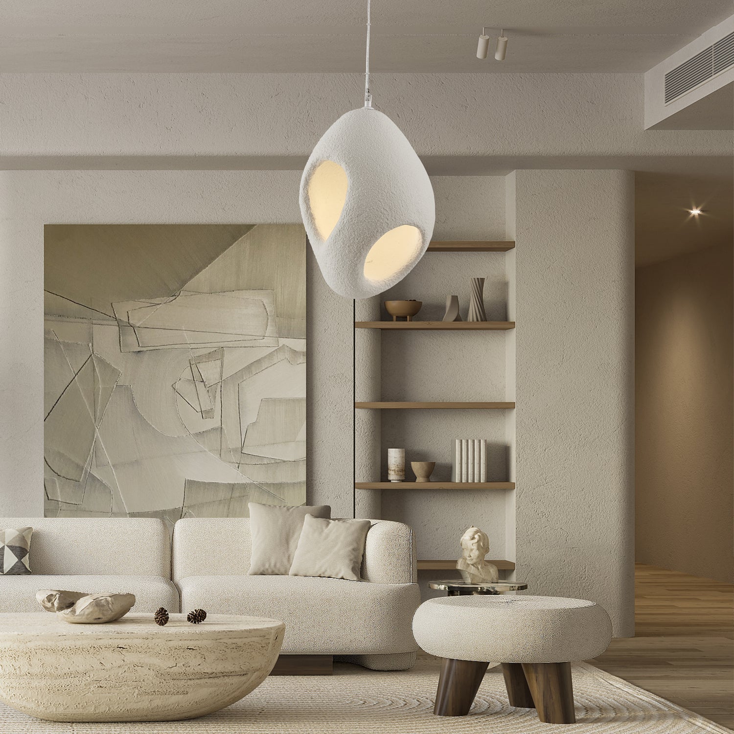 Zavelyra Textured Resin Pendant Light-Neutral Decor