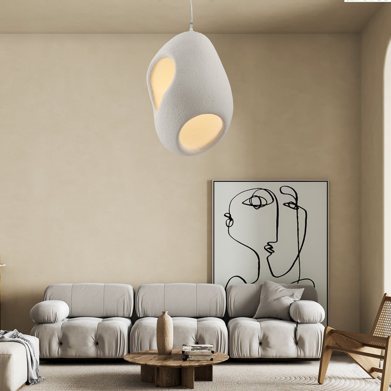 Zavelyra Textured Resin Pendant Light-Neutral Decor