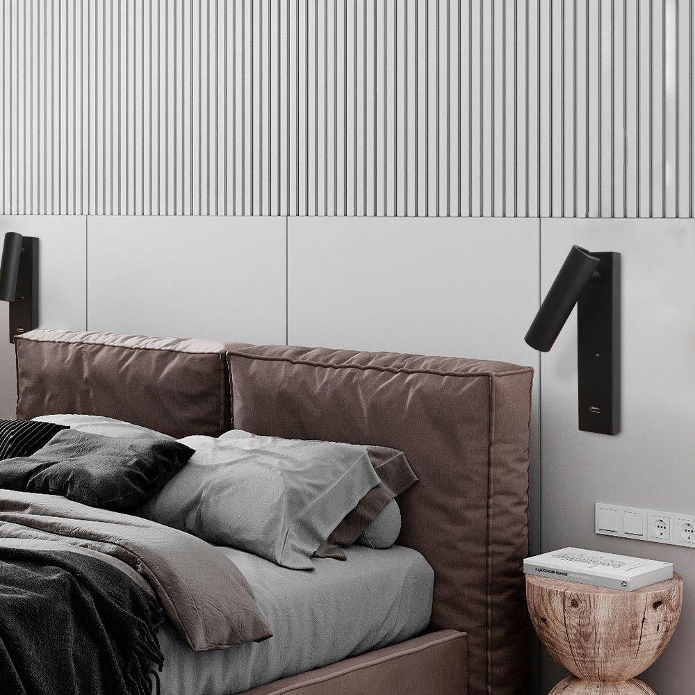 Sothis Modern Minimalist Bedside USB Black Wall Light-Neutral Decor