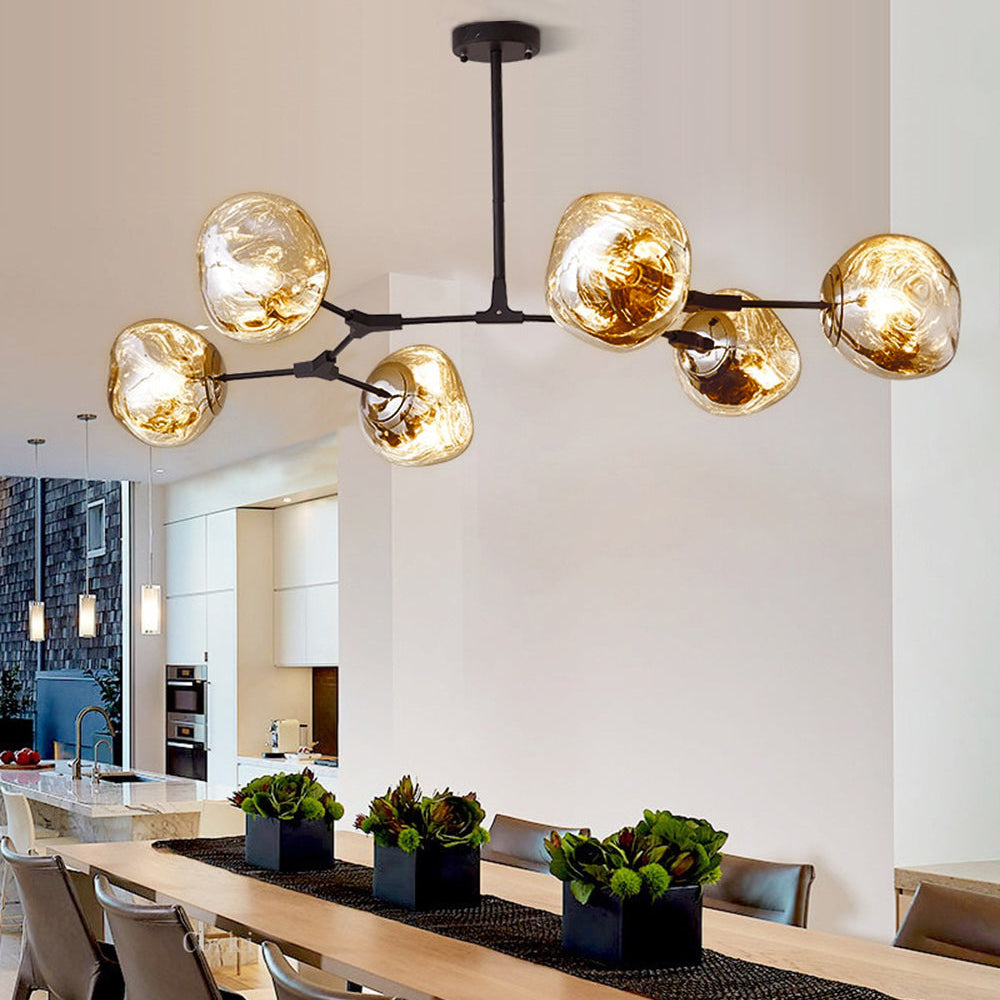 Arisha Modern Globe Lava 3 Pendant Light Fixture - Neutral Decor
