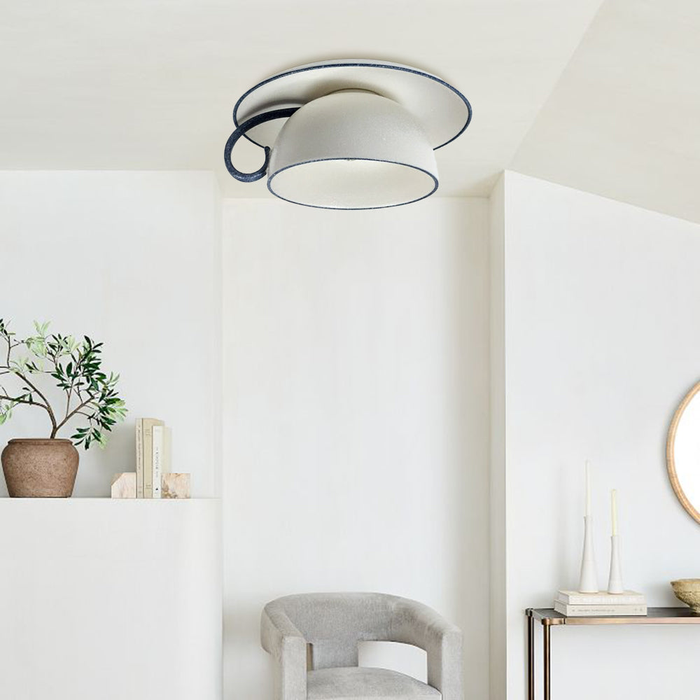 Arisha Modern Glaze Cup Ceramic Flush Mount Ceiling Light Bedroom - Neutral Decor