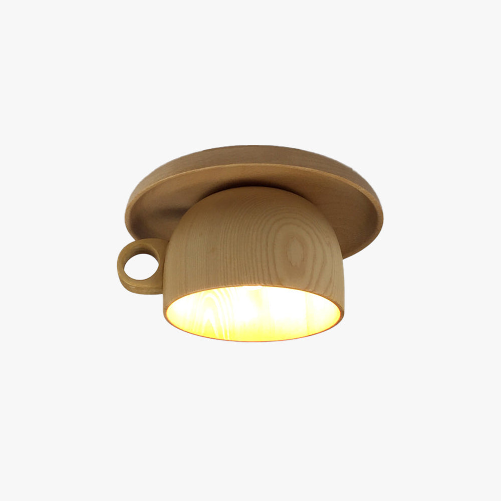 Arisha Modern Wood Cup Flush Mount Ceiling Light Bedroom - Neutral Decor
