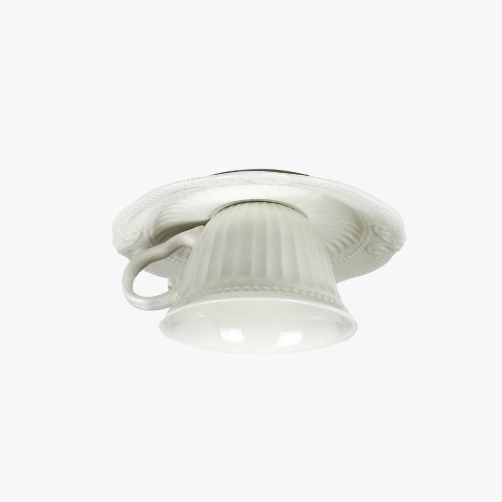 Arisha British Tea Cup Ceramic Flush Mount Ceiling Light Bedroom - Neutral Decor