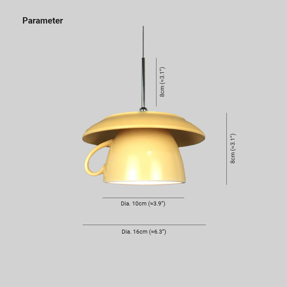 Valentina Pop Art Cup Ceramic LED Pendant Light Study Bedroom - Neutral Decor