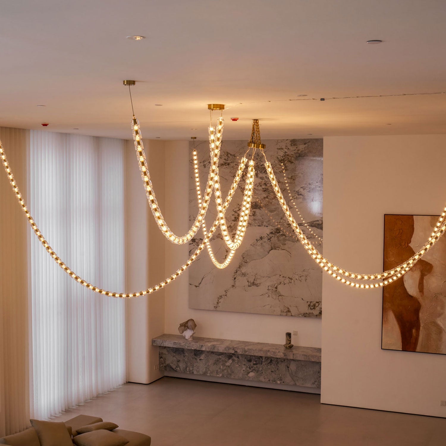 Daelen Chandelier Crystal Gold LED 3-Line-Neutral Decor