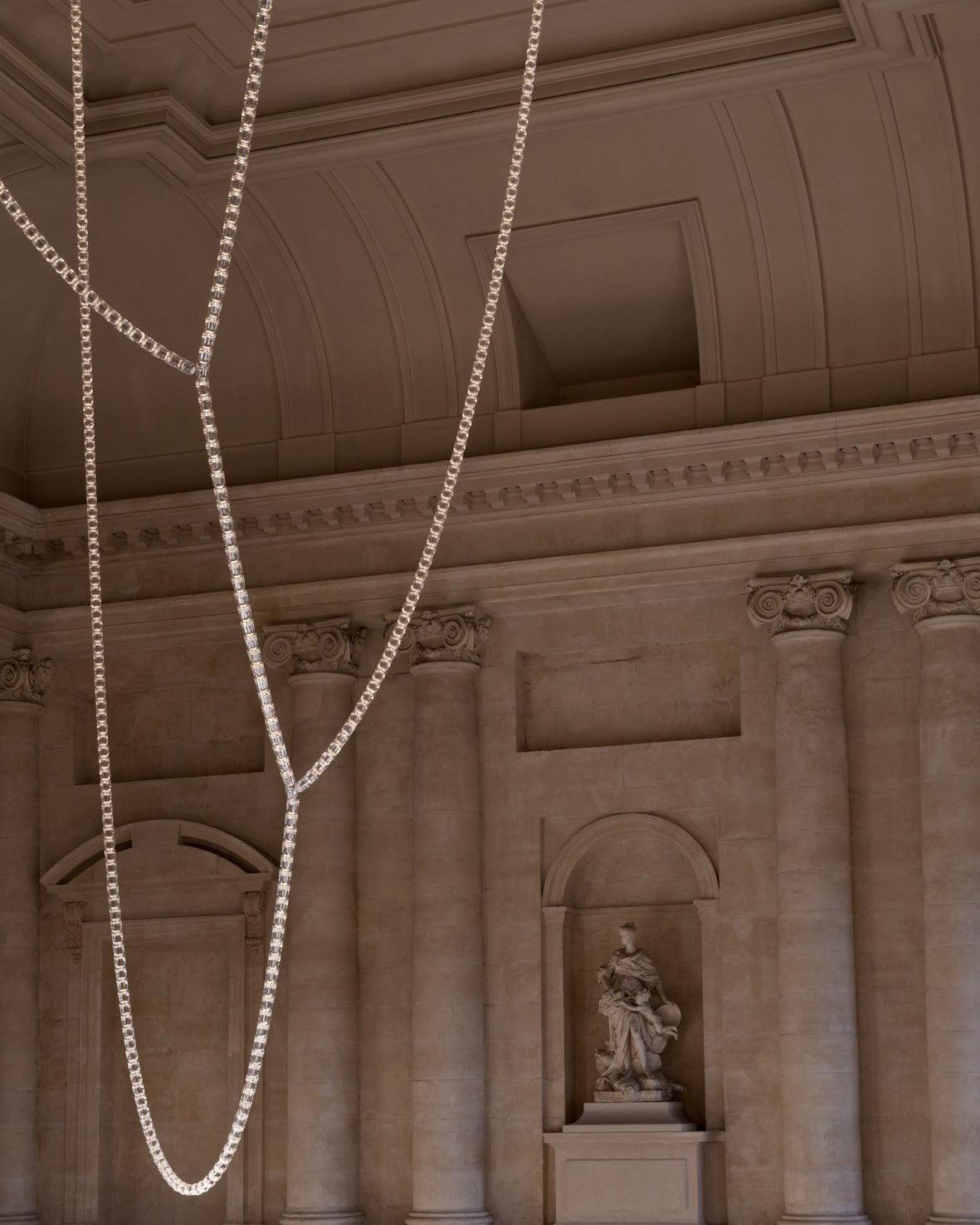 Cud Chandelier Chrome Interlacing Crystal Lines-Neutral Decor