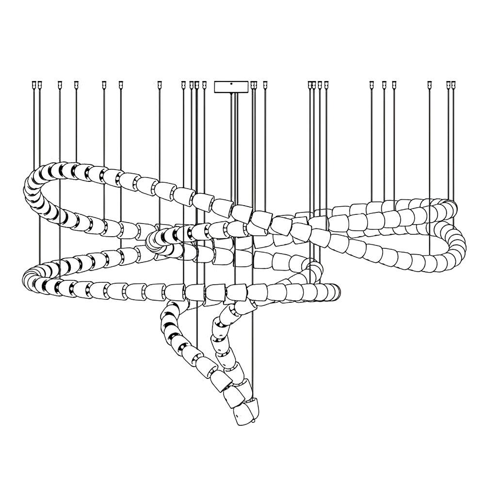 Cud Chandelier Chrome Interlacing Crystal Lines-Neutral Decor