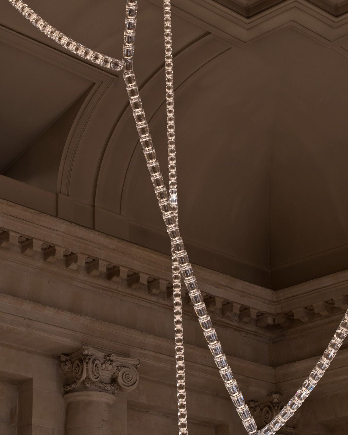 Cud Chandelier Chrome Interlacing Crystal Lines-Neutral Decor