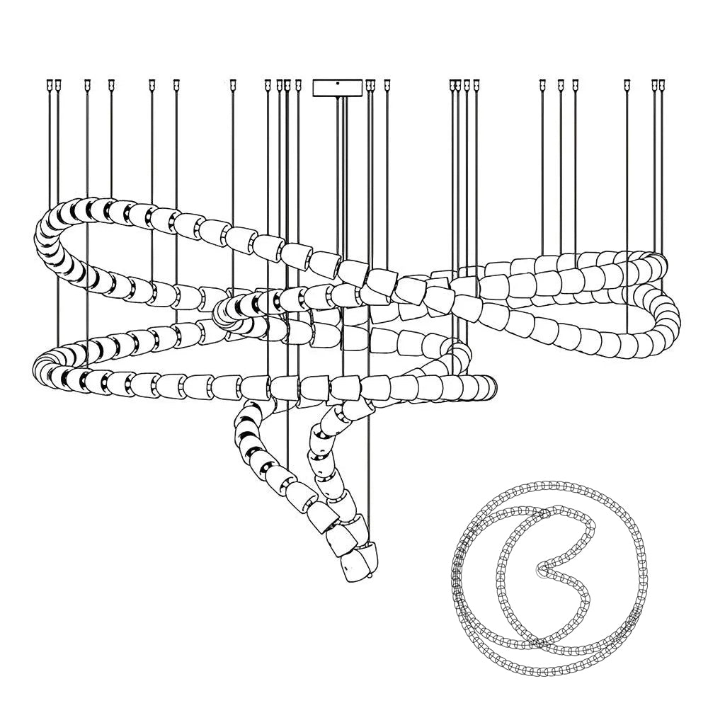 Cud Chandelier Chrome Interlacing Crystal Lines-Neutral Decor