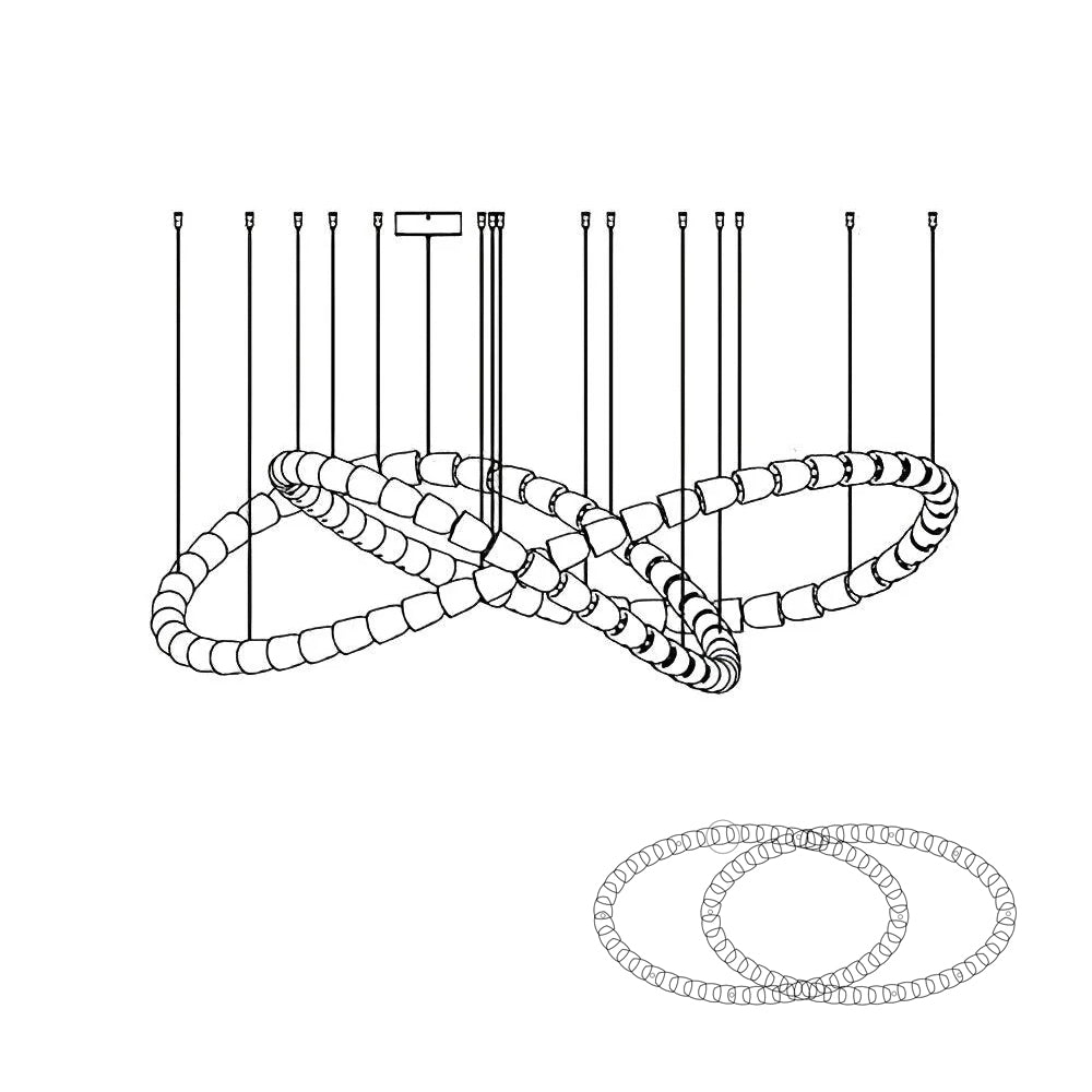 Cud Chandelier Chrome Interlacing Crystal Lines-Neutral Decor