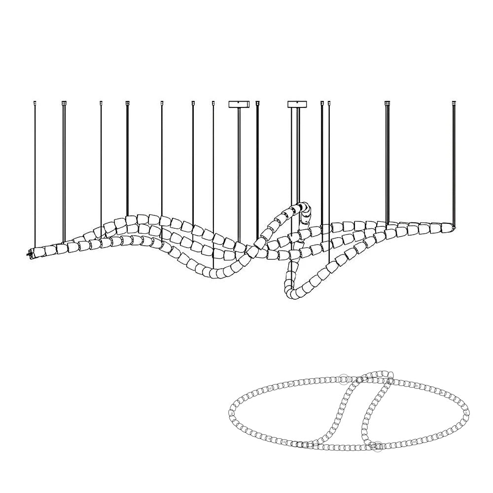 Cud Chandelier Chrome Interlacing Crystal Lines-Neutral Decor