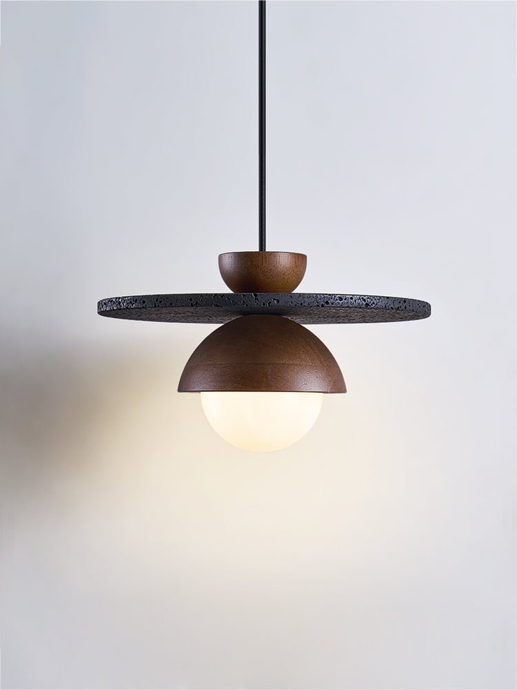 Ezra Orbit Black Travertine Pendant Lamp-Neutral Decor