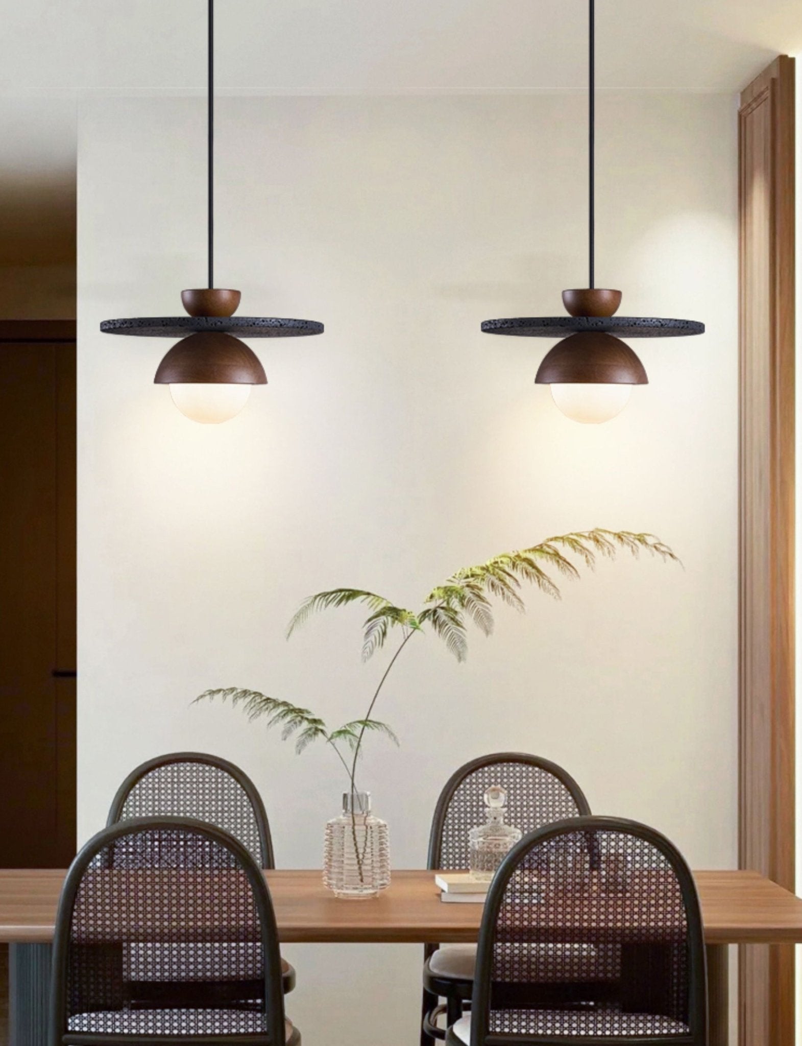 Ezra Orbit Black Travertine Pendant Lamp-Neutral Decor