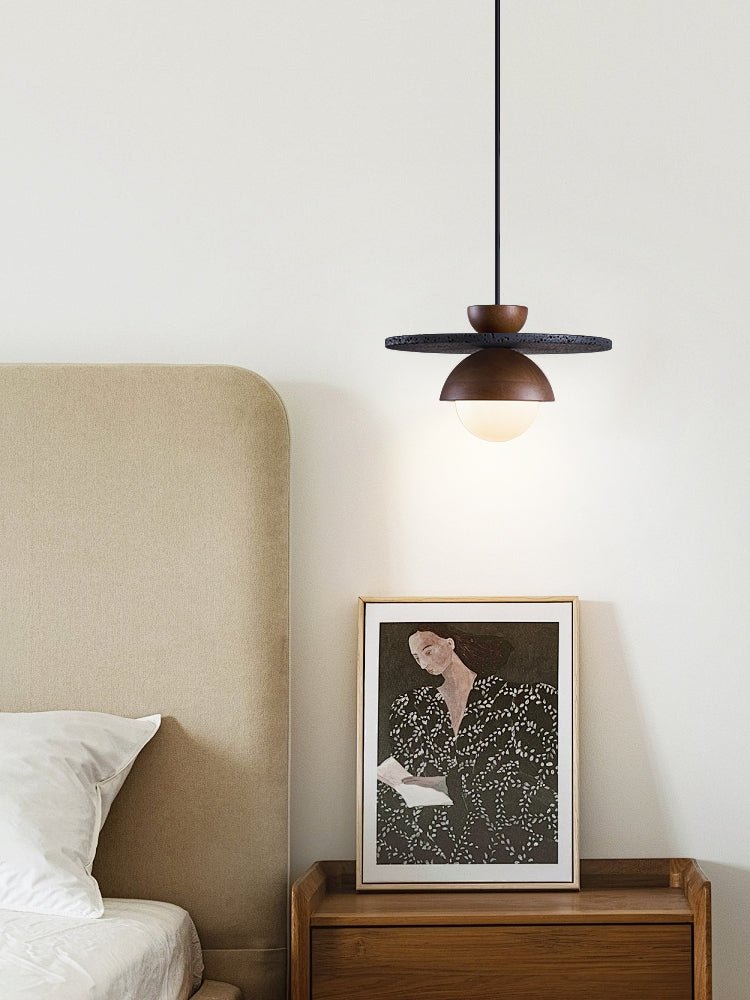 Ezra Orbit Black Travertine Pendant Lamp-Neutral Decor