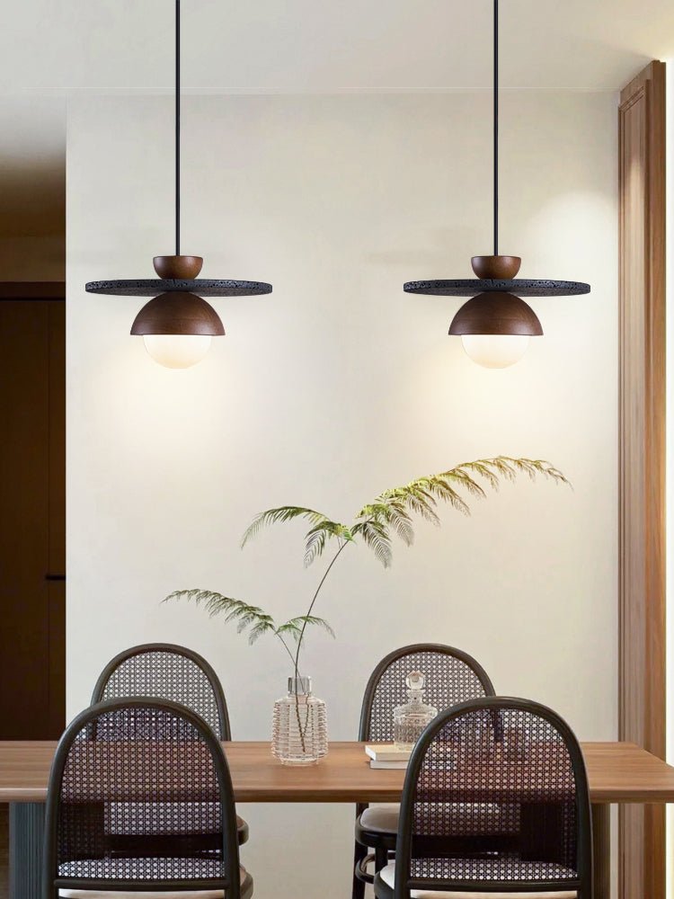 Ezra Orbit Black Travertine Pendant Lamp-Neutral Decor