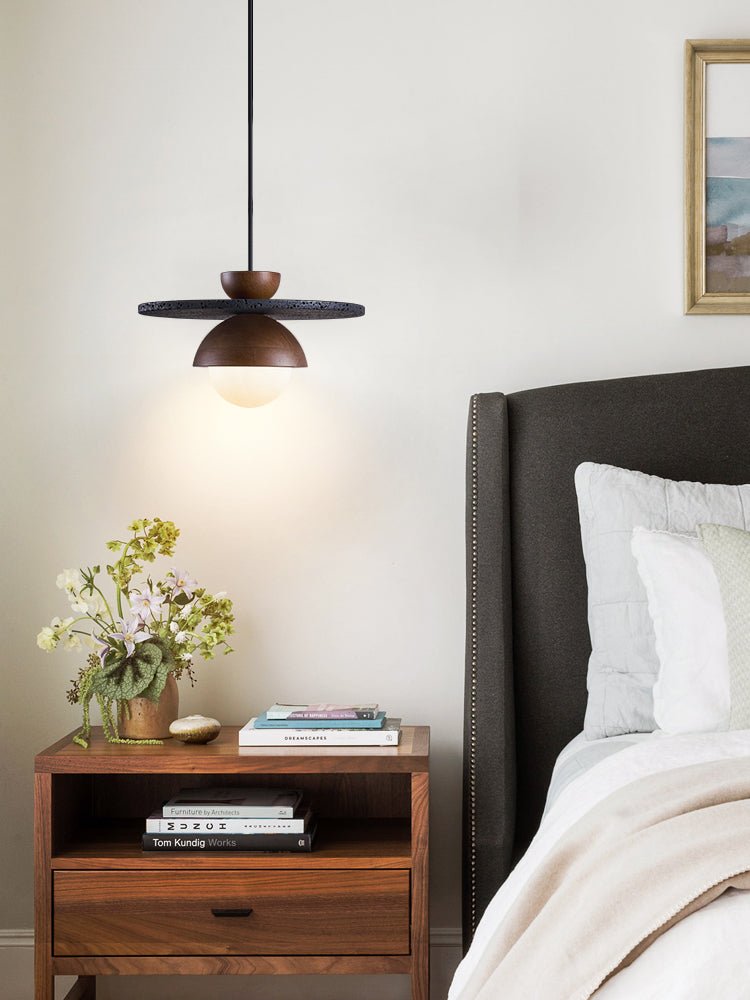 Ezra Orbit Black Travertine Pendant Lamp-Neutral Decor