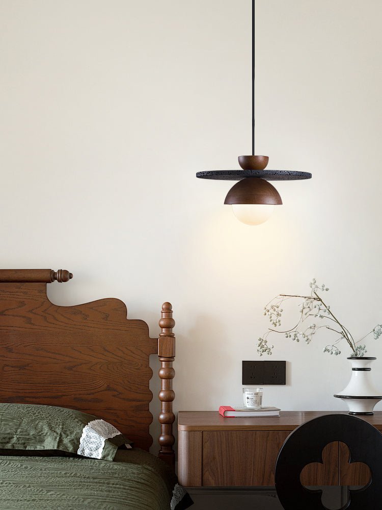 Ezra Orbit Black Travertine Pendant Lamp-Neutral Decor