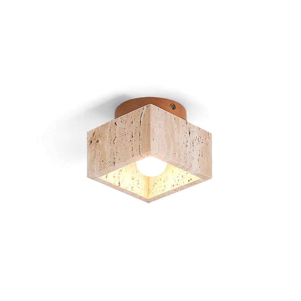 Rilon Sqaure&Round Ceiling Light Black& Yellow Travertine-Neutral Decor