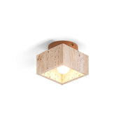 Rilon Sqaure&Round Ceiling Light Black& Yellow Travertine-Neutral Decor