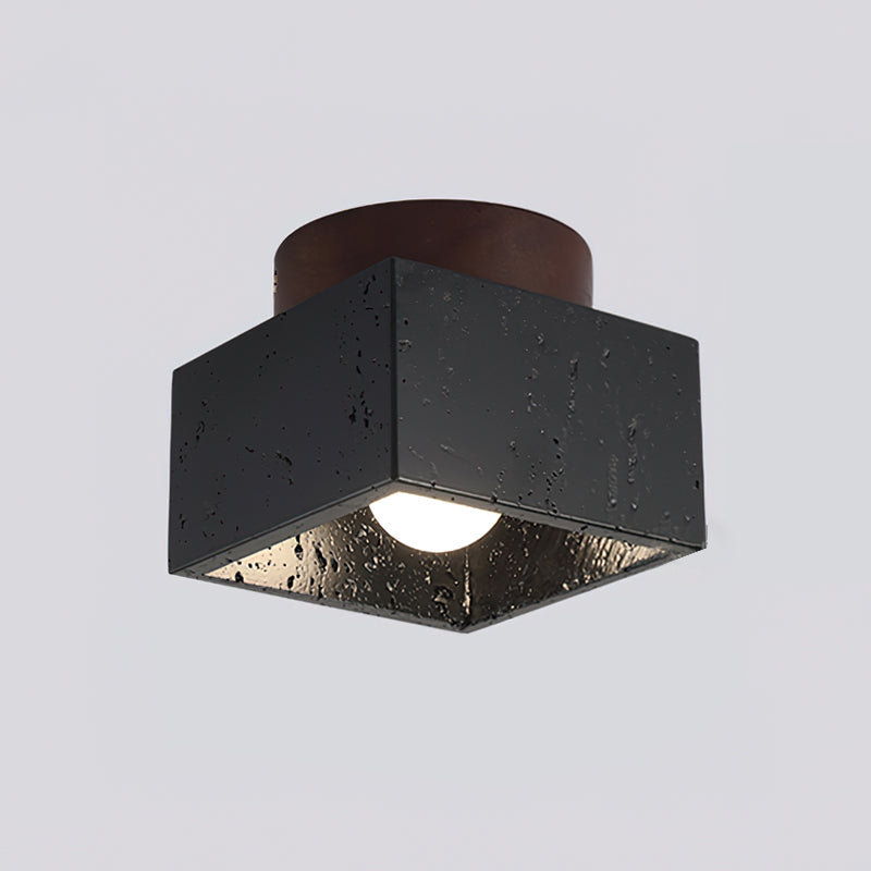 Ritta Sqaure&Round Ceiling Light  Black& Yellow Travertine
