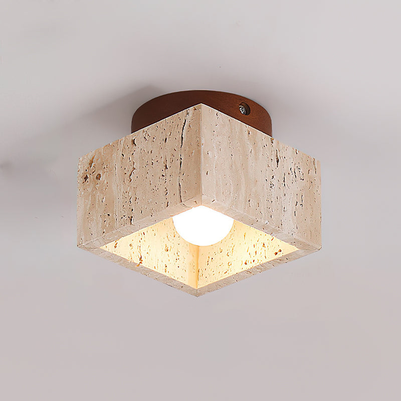 Rilon Sqaure&Round Ceiling Light Black& Yellow Travertine-Neutral Decor