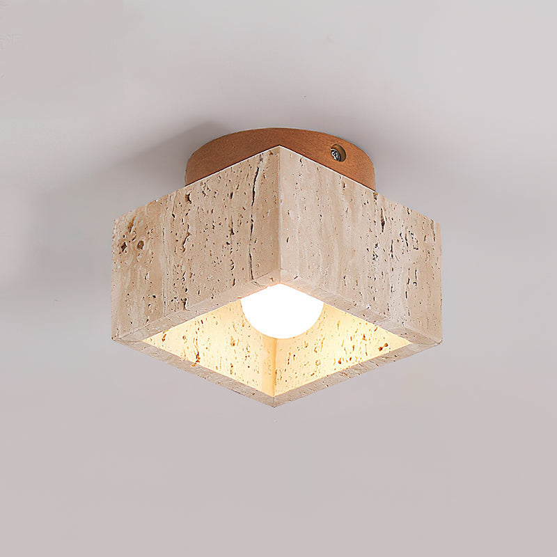 Rilon Sqaure&Round Ceiling Light Black& Yellow Travertine-Neutral Decor