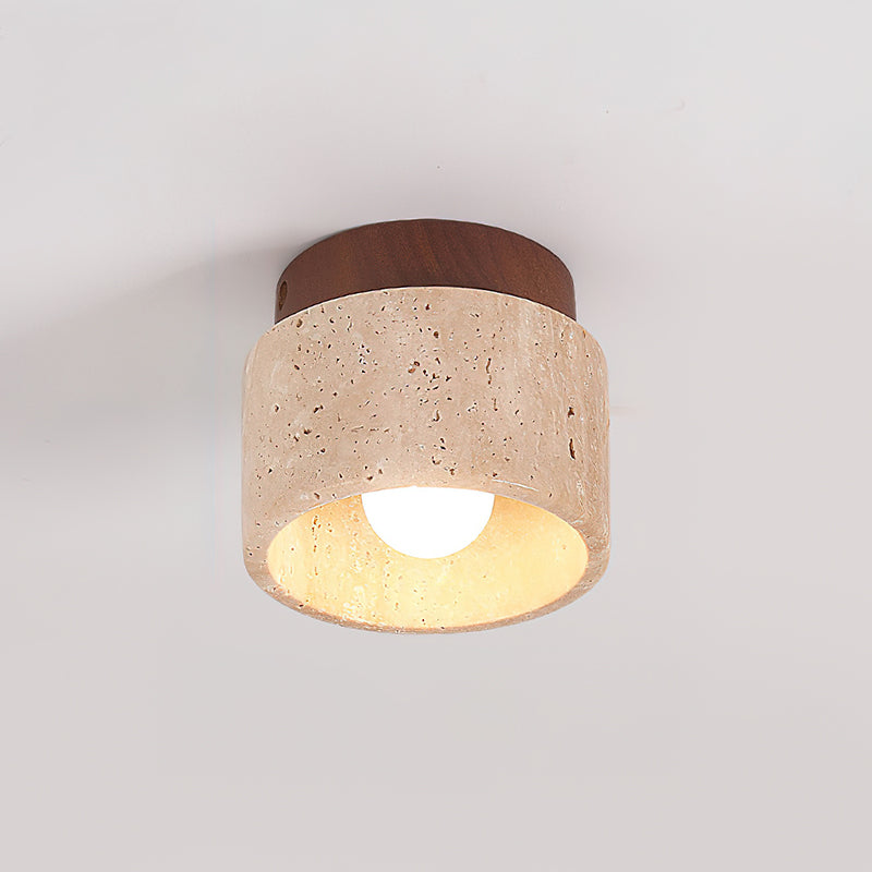 Ritta Sqaure&Round Ceiling Light  Black& Yellow Travertine