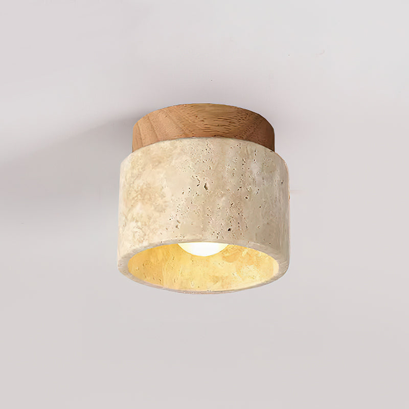 Rilon Sqaure&Round Ceiling Light Black& Yellow Travertine-Neutral Decor