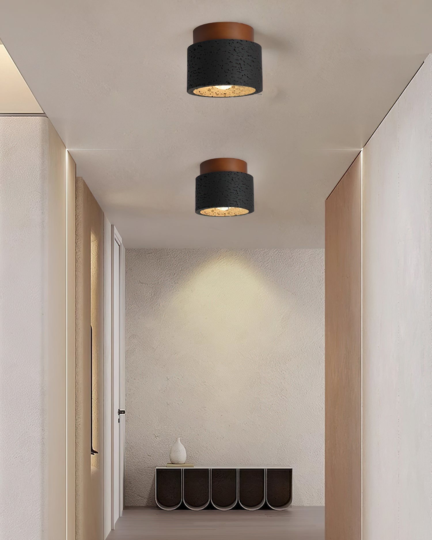 Rilon Sqaure&Round Ceiling Light Black& Yellow Travertine-Neutral Decor