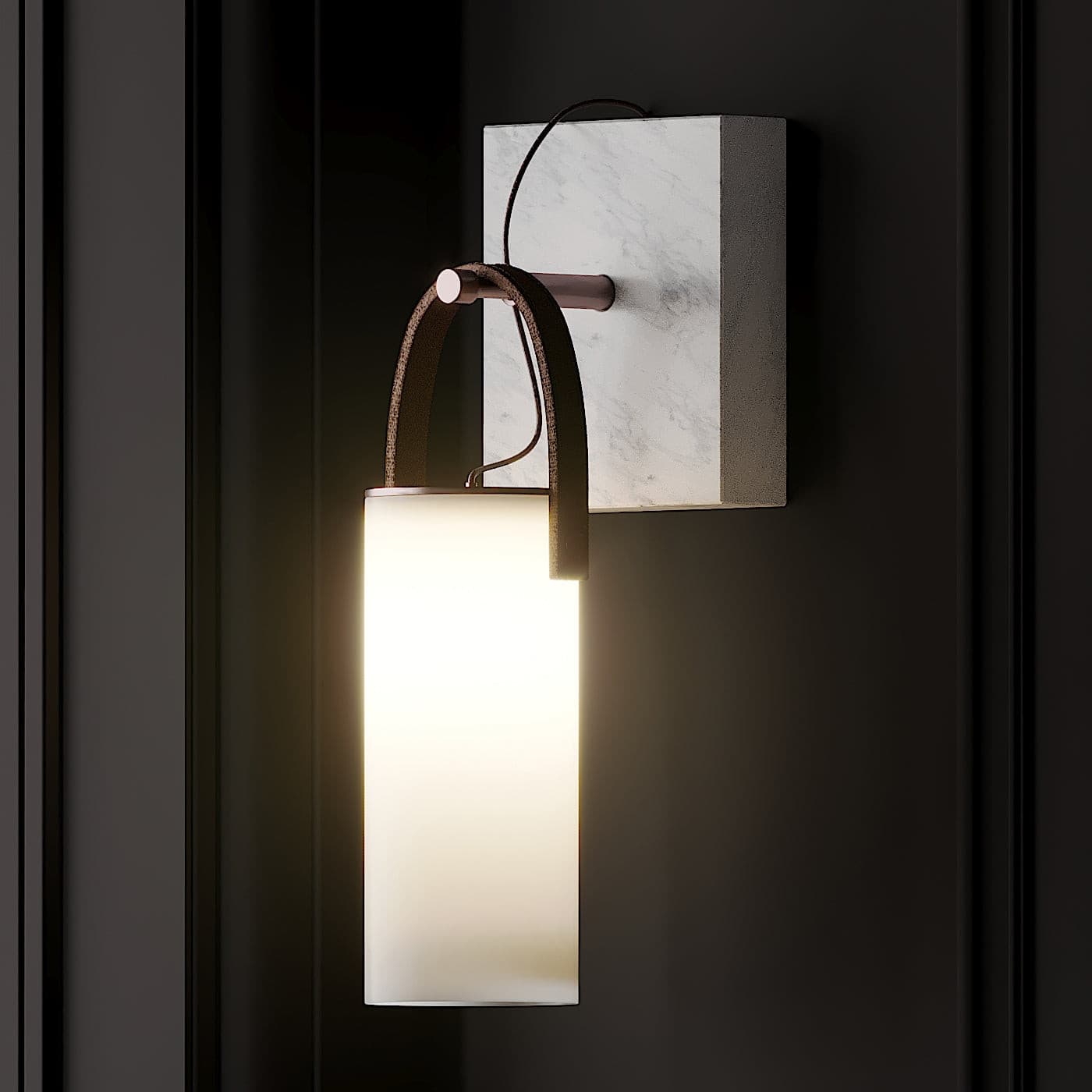 Galerie Wall Lamp Fontana Glass Leather Marble