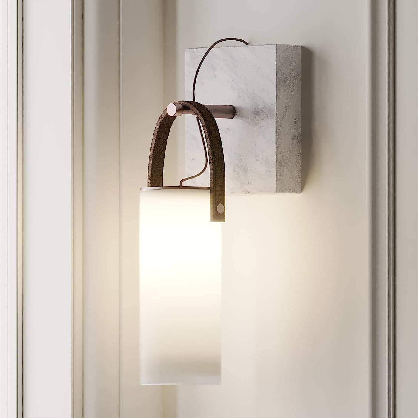 Galerie Wall Lamp Fontana Glass Leather Marble