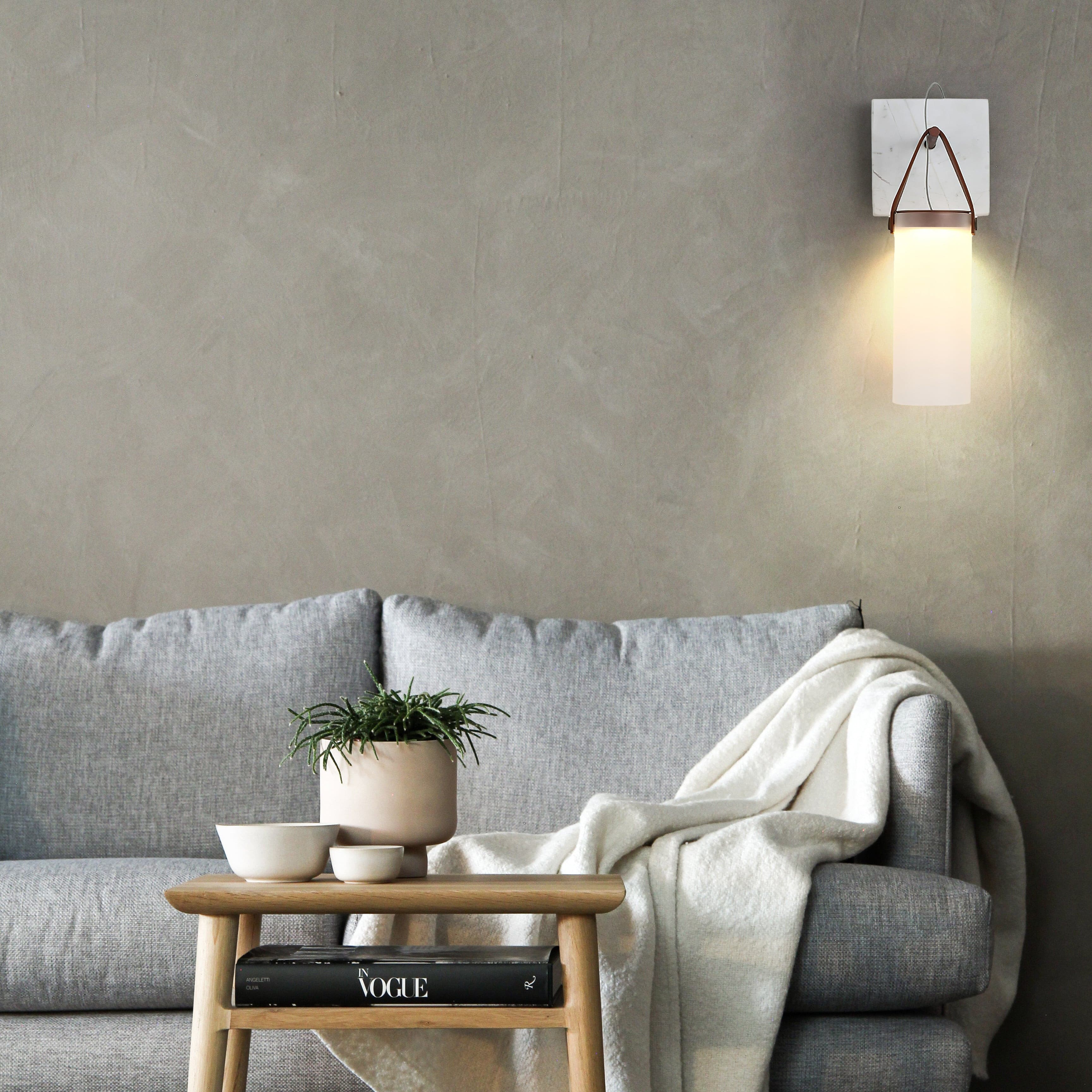 Galerie Wall Lamp Fontana Glass Leather Marble