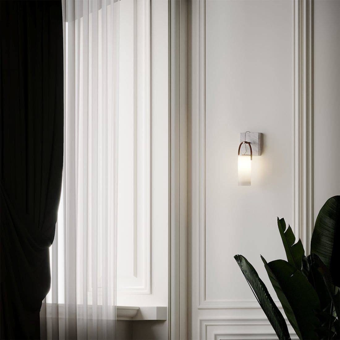 Galerie Wall Lamp Fontana Glass Leather Marble