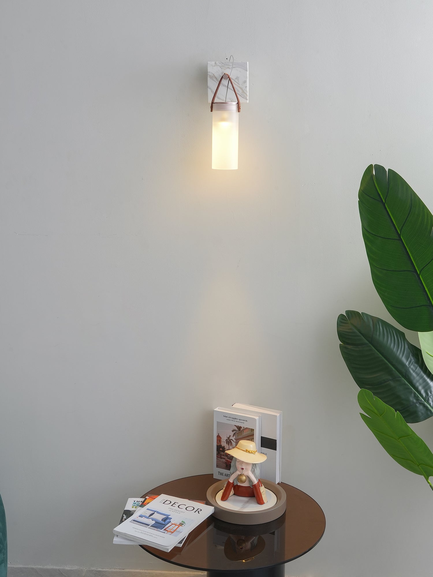 Galerie Wall Lamp Fontana Glass Leather Marble