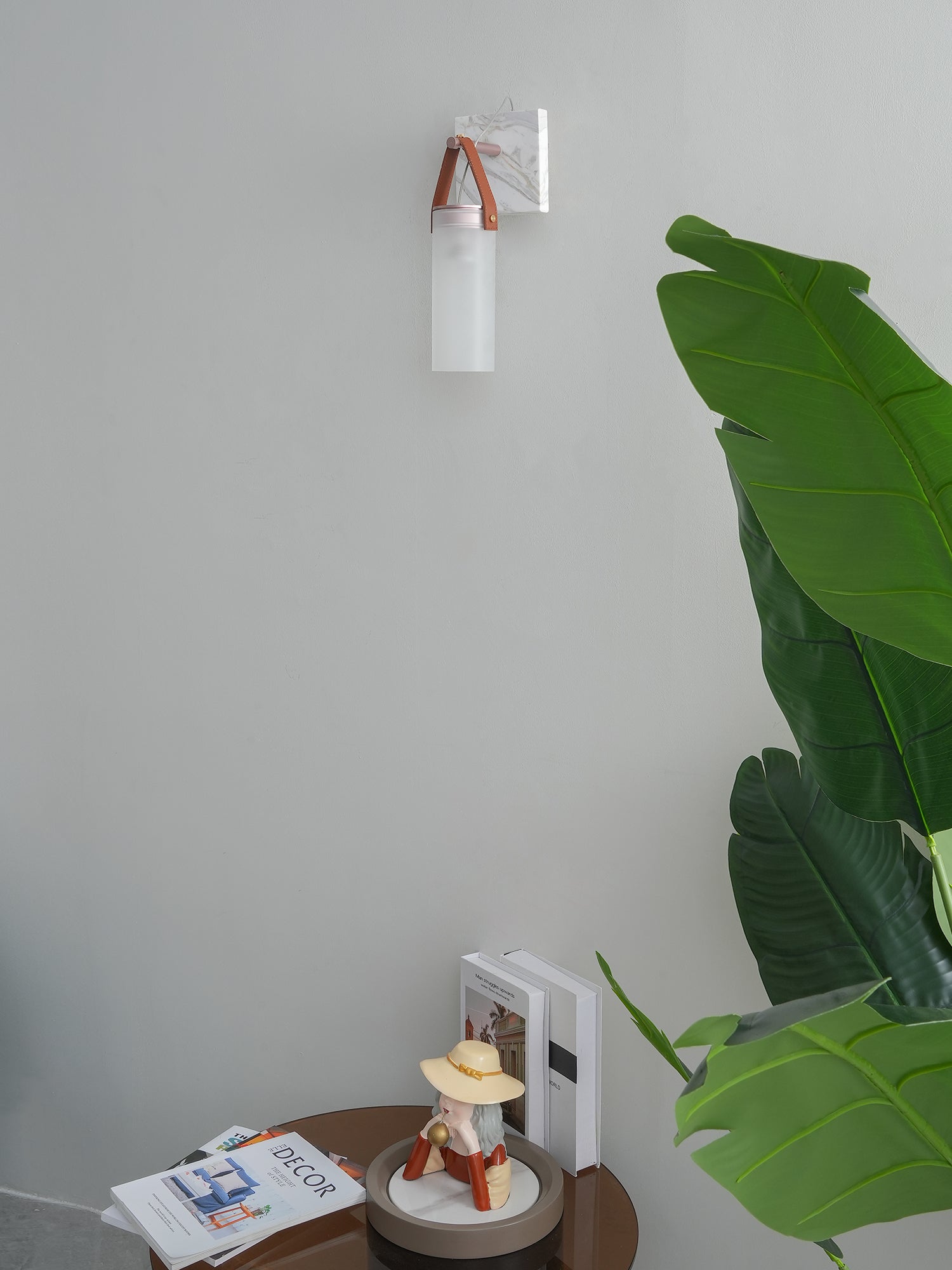 Galerie Wall Lamp Fontana Glass Leather Marble