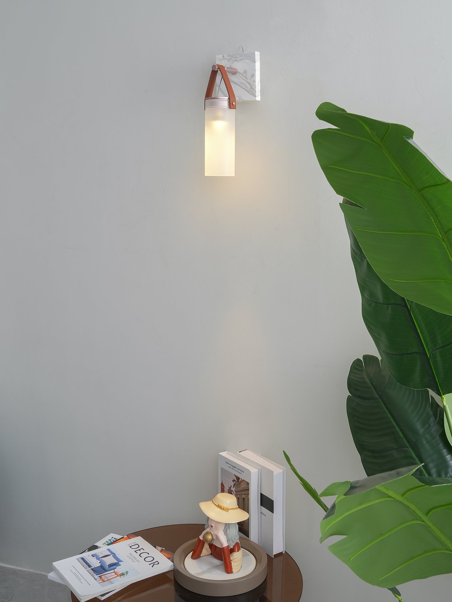 Galerie Wall Lamp Fontana Glass Leather Marble