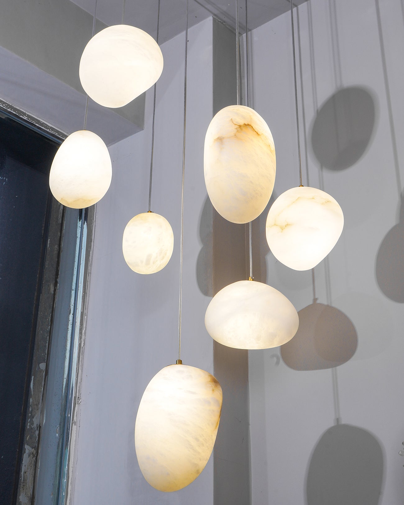 Goose Pendant Lamp Alabaster Brass Sophistication