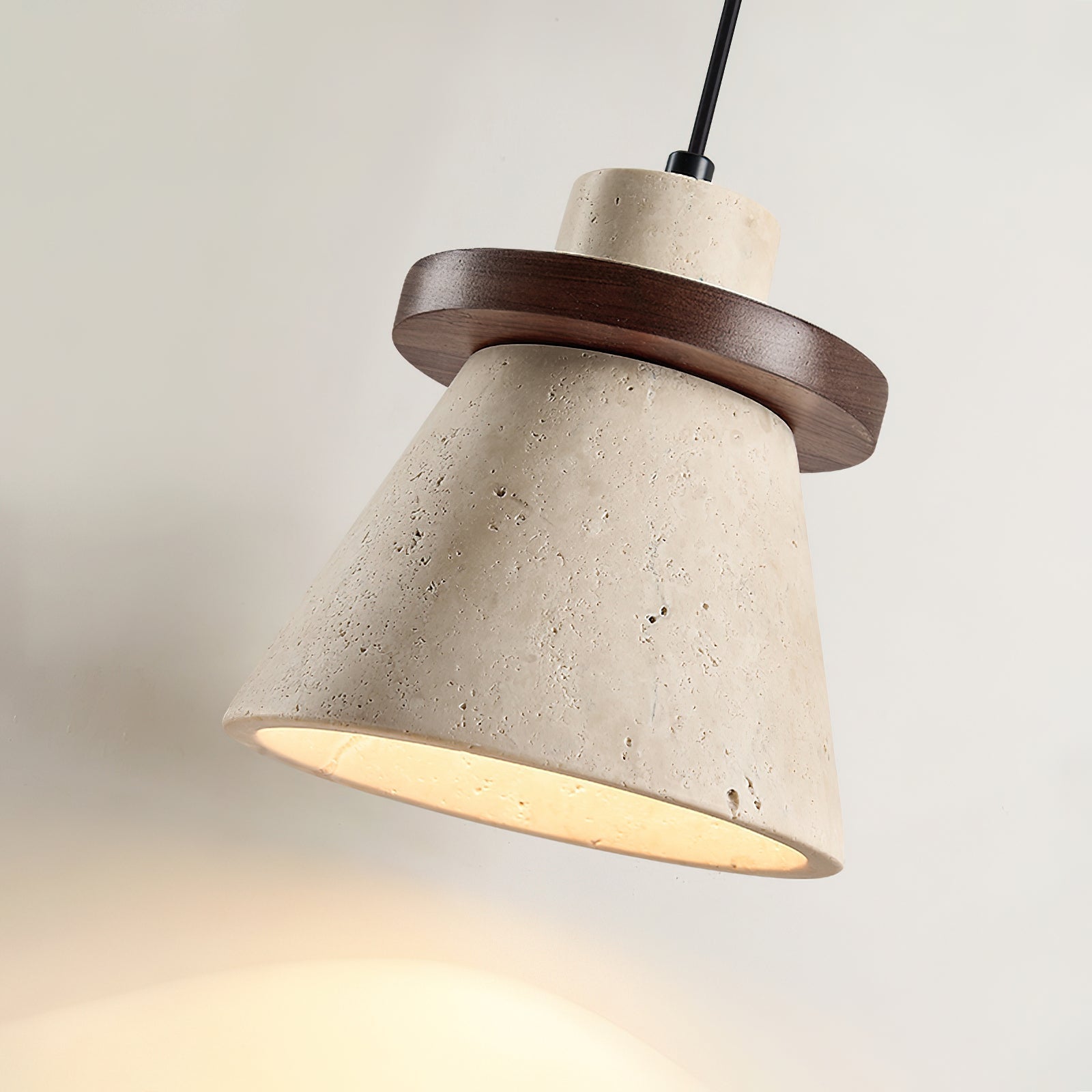 Virela Pendant Lamp Travertine Wood Minimalist-Neutral Decor