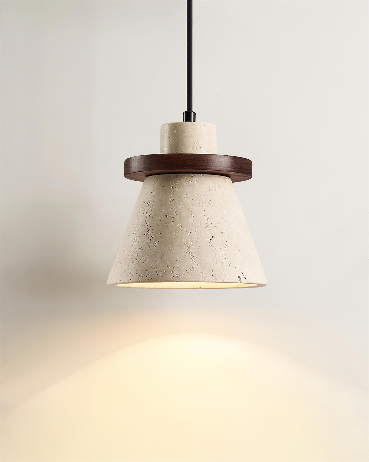 Virela Pendant Lamp Travertine Wood Minimalist-Neutral Decor