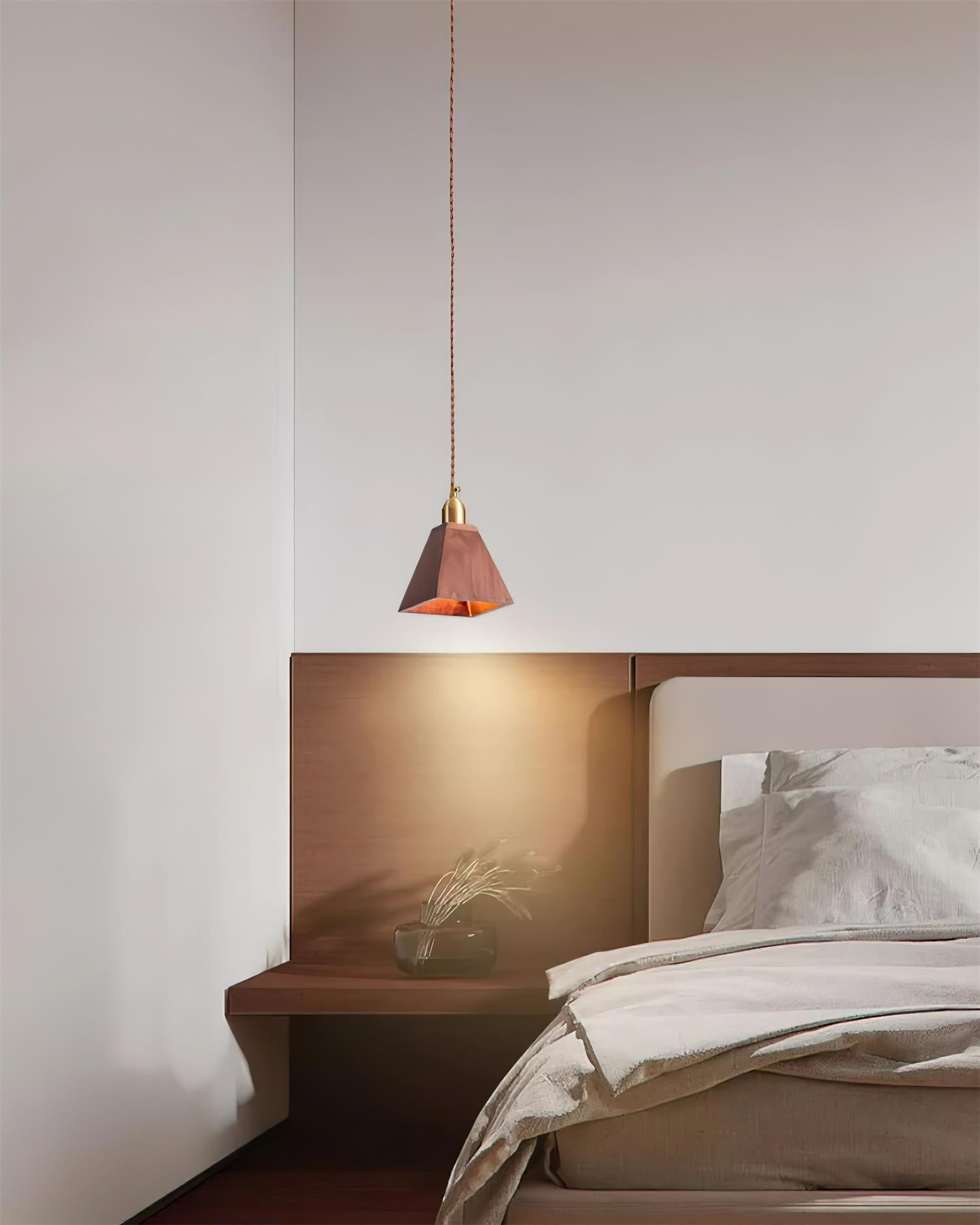 Wood Pendant Lamp Assorted Shapes in Solid Wood and Brass