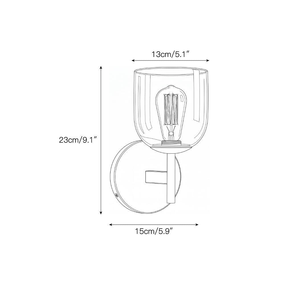 Front view of the single-head Garrison Glass Wall Sconce.