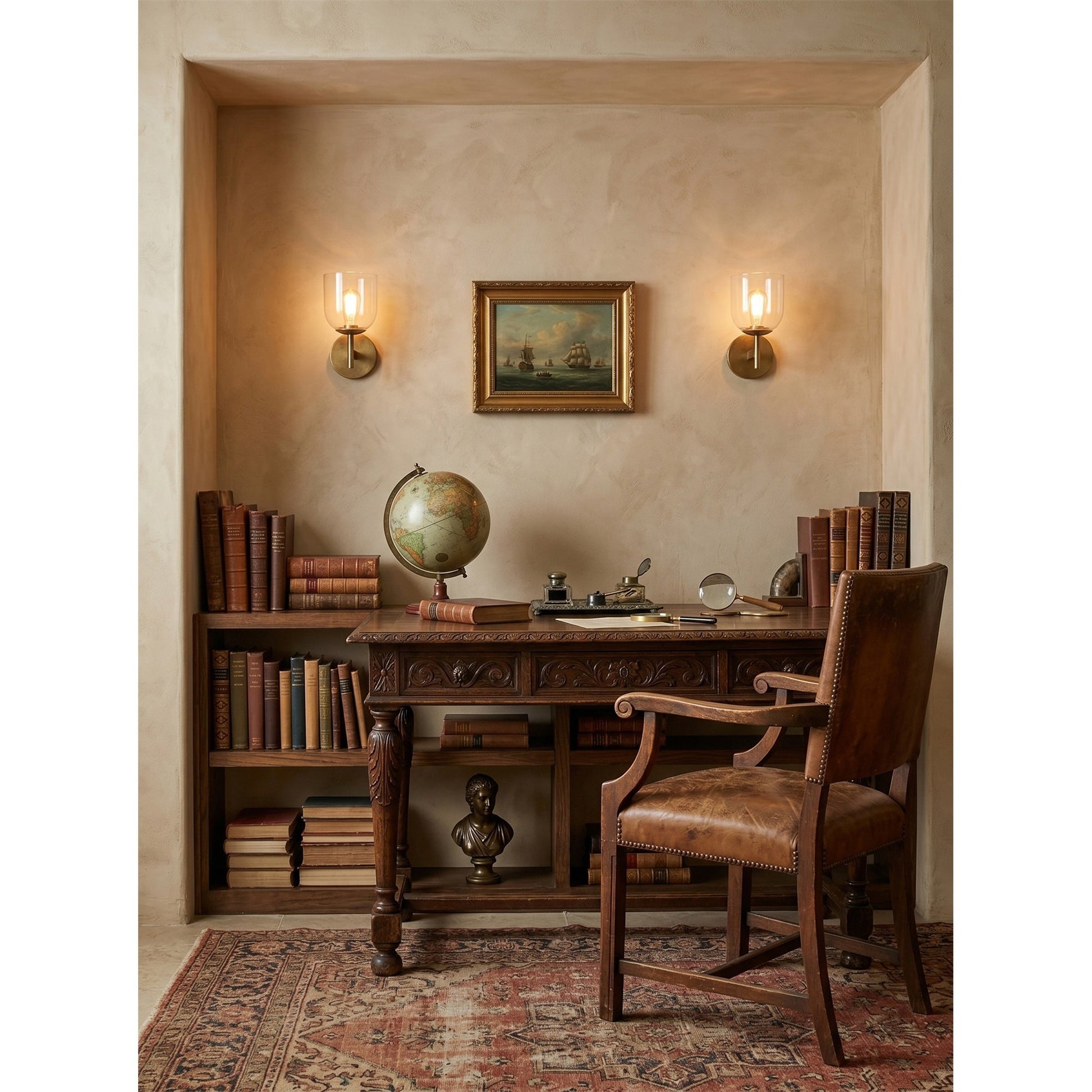 The Garrison sconce shown with a vintage-style Edison bulb.