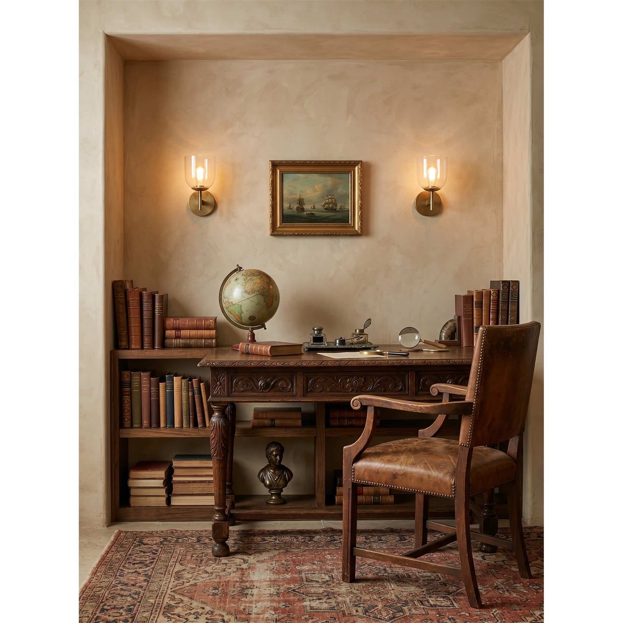 The Garrison sconce shown with a vintage-style Edison bulb.